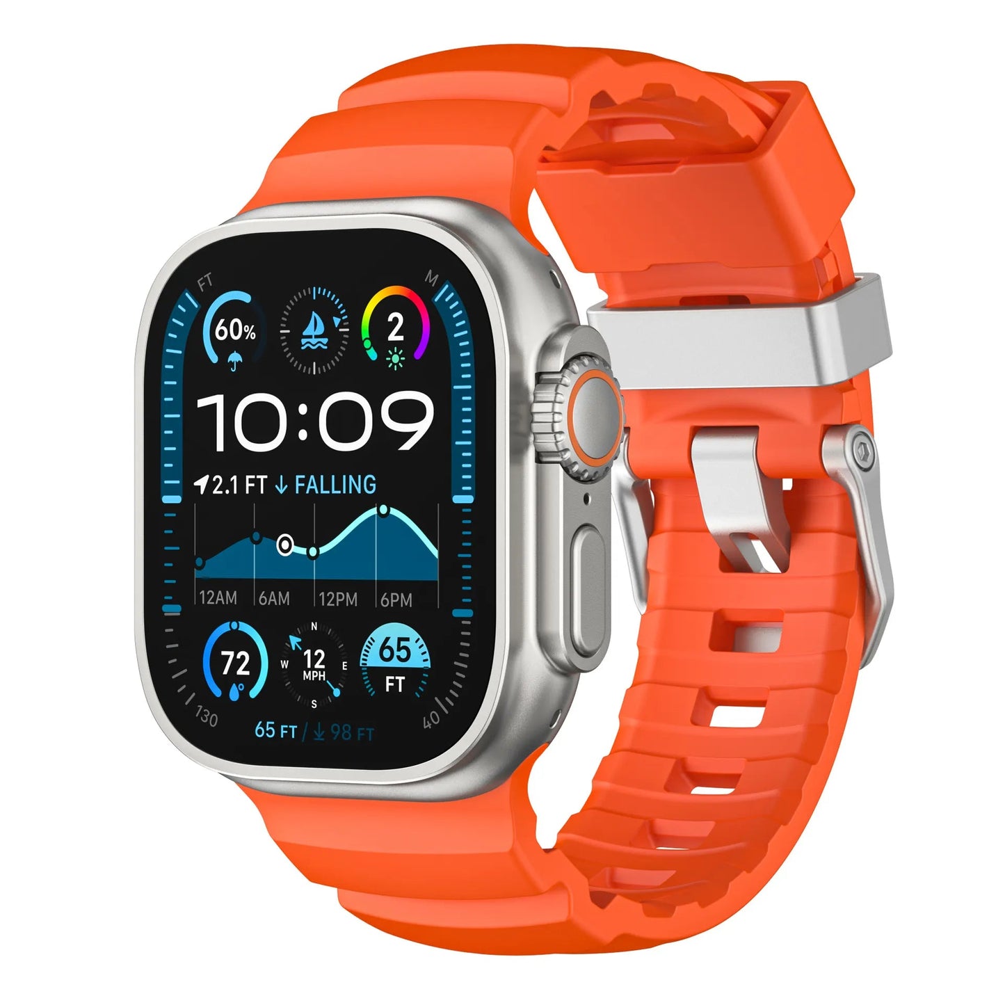 Wild path FKM fluororubber sports strap titanium metal clasp suitable for Apple Watch Ultra 2/1 S10/9/8/7/SE replacement wristband (49mm 45mm 44mm 42mm) Dewell X