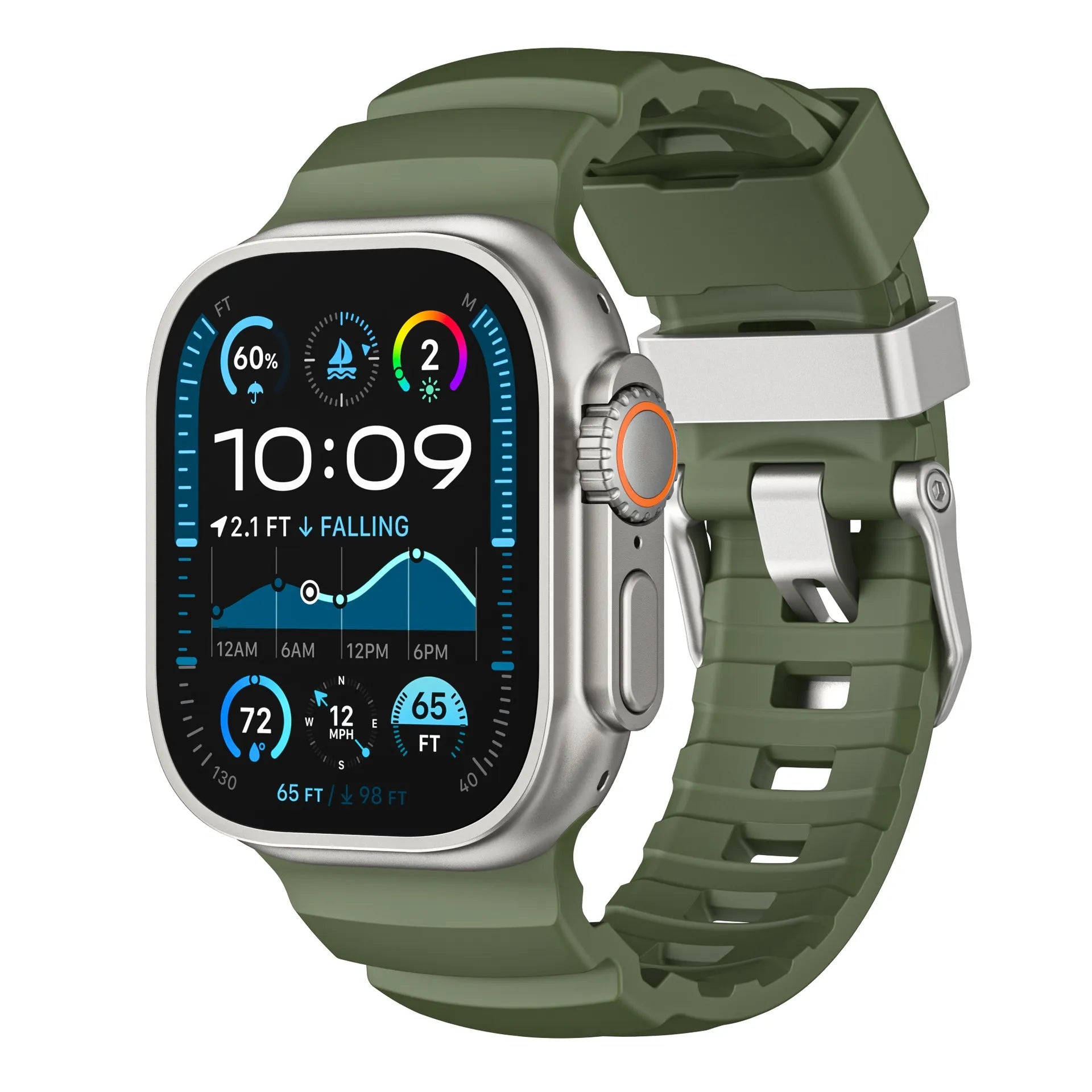 Wild path FKM fluororubber sports strap titanium metal clasp suitable for Apple Watch Ultra 2/1 S10/9/8/7/SE replacement wristband (49mm 45mm 44mm 42mm) Dewell X