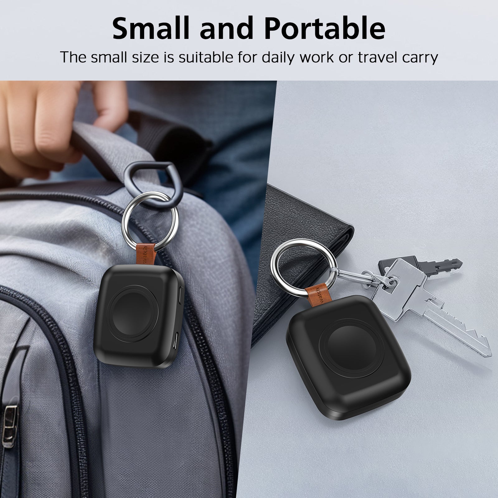 Portable Smartwatch Charger | 1200mAh Keychain Power Bank | Wireless Travel Charging Companion Dewell X
