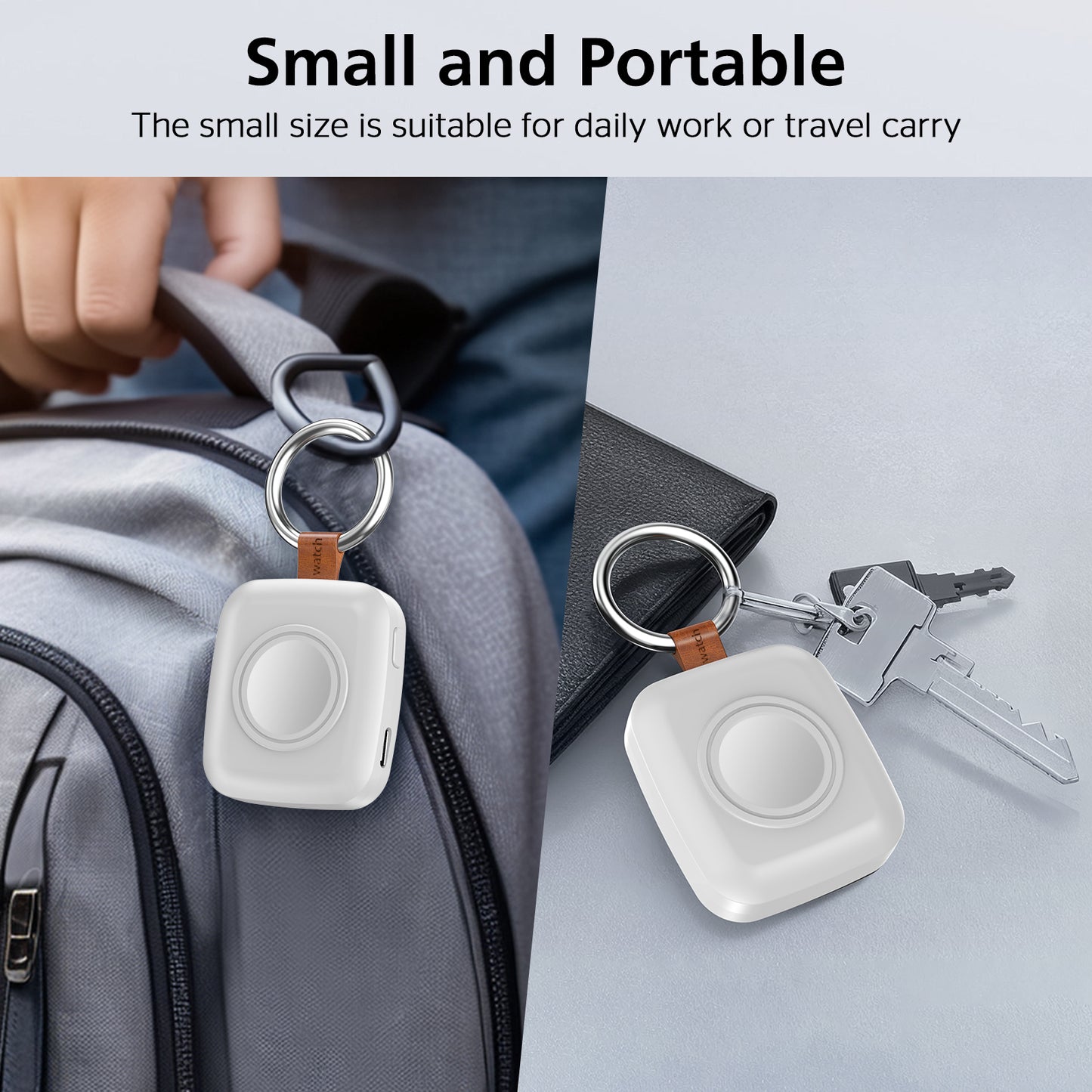 Portable Smartwatch Charger | 1200mAh Keychain Power Bank | Wireless Travel Charging Companion Dewell X