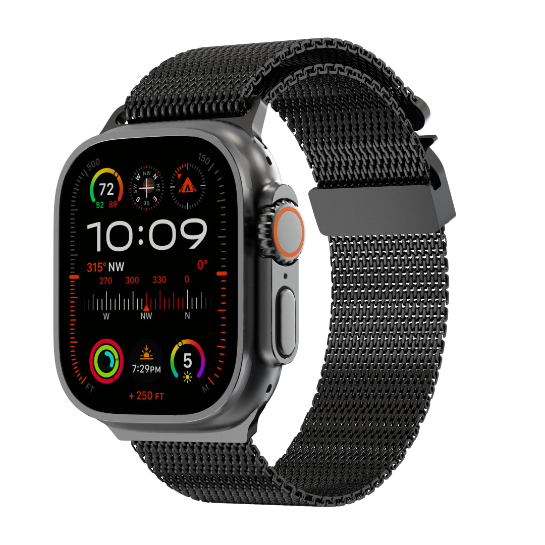 Milanese Loop Titanium Band For Apple Watch Black Dewell X