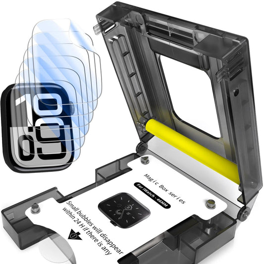 2 PCS  Hydrogel Film for Apple Watch with Quick-Install Magic Box - 9H Scratch Resistance Oil/Water Repellent HD Clear Universal Fit for Multiple Models - Easy Installation No Skills Required Dewell X