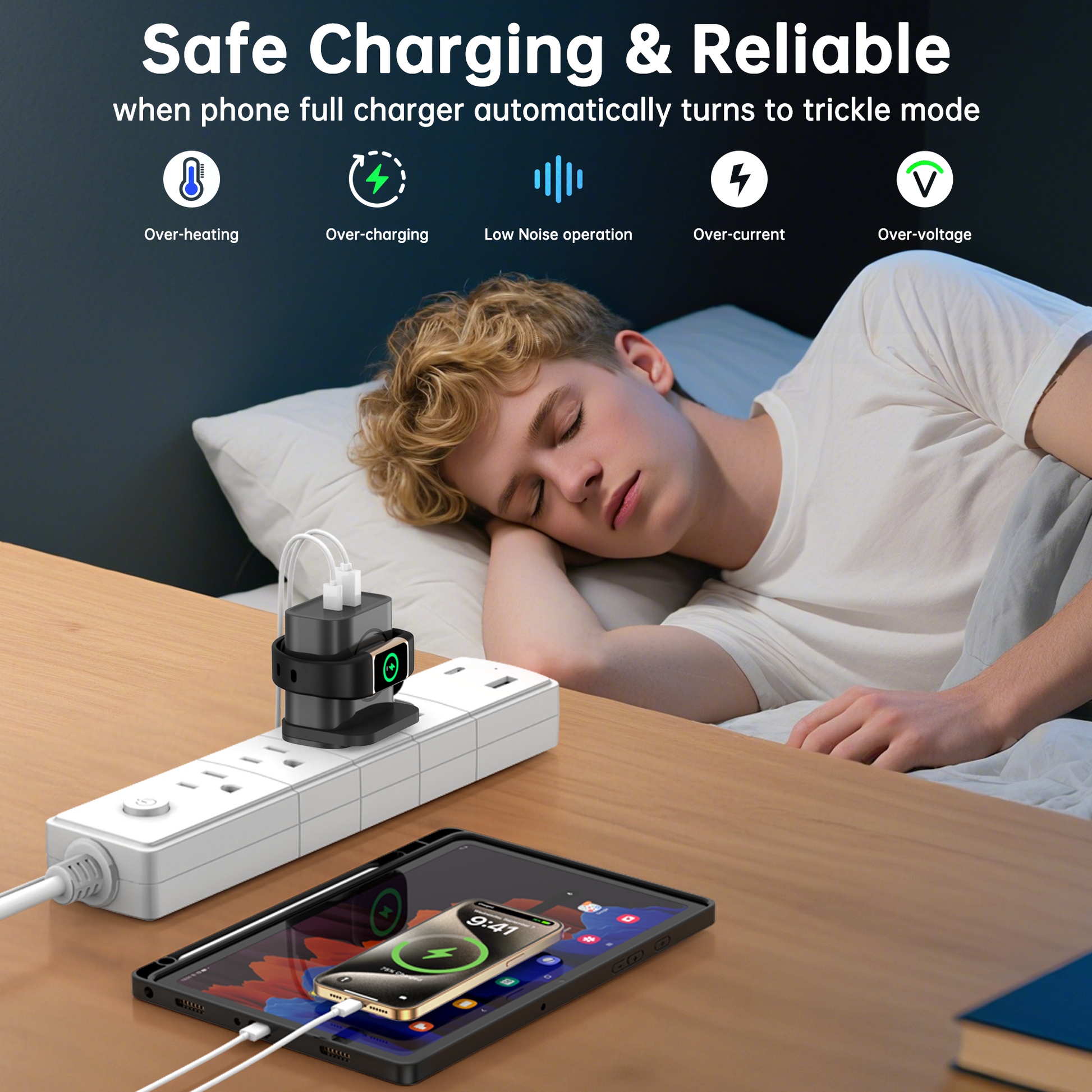 Universal 3-in-1 Charger – Fast USB, Type-C & Wireless for Smartwatch Dewell X