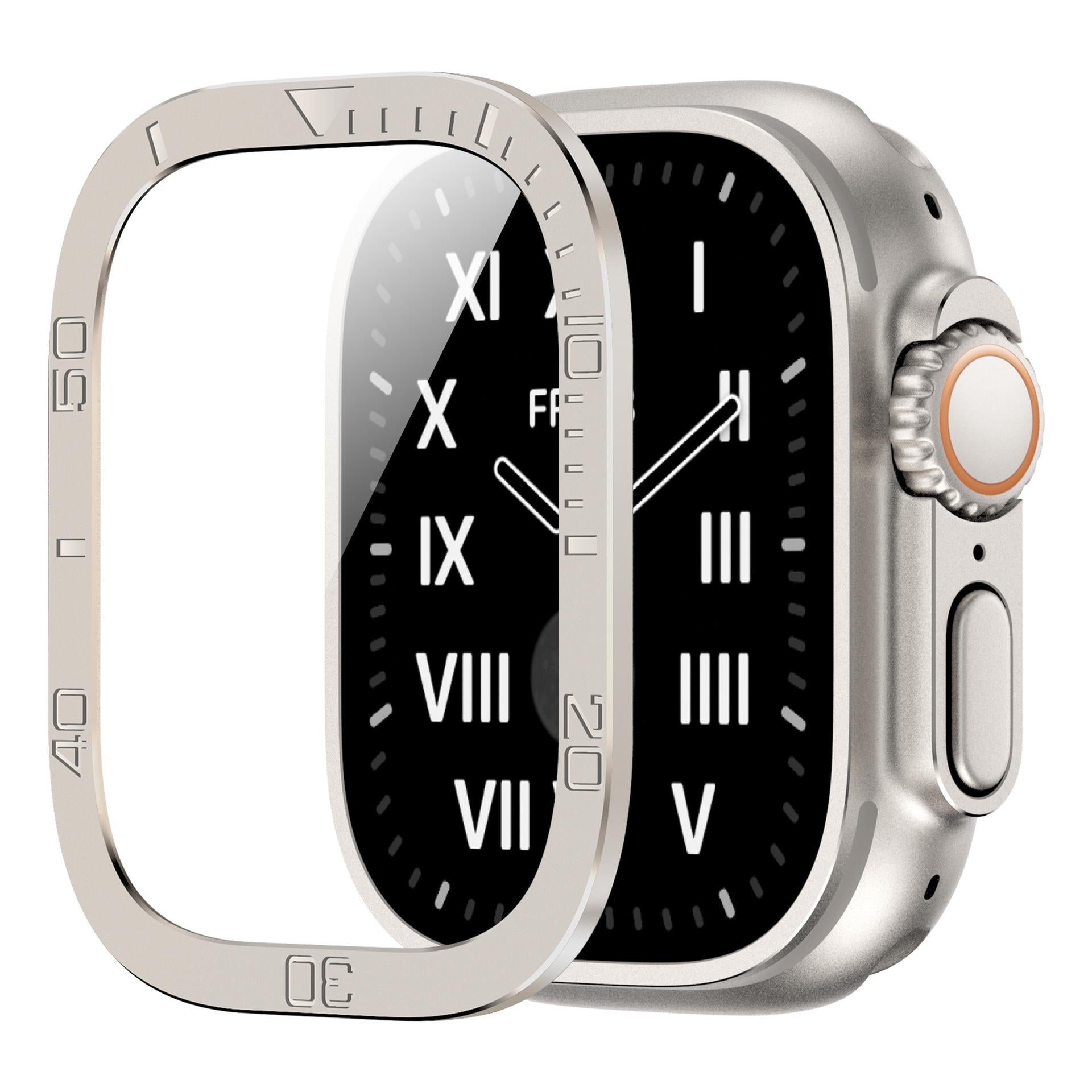 Aluminum Alloy Tempered Glass Protector & Case for Apple iWatch Ultra 49mm - 2-in-1 Shockproof Cover with Scratch-Resistant Screen Guard Dewell X