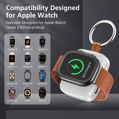 Portable Smartwatch Charger | 1200mAh Keychain Power Bank | Wireless Travel Charging Companion Dewell X