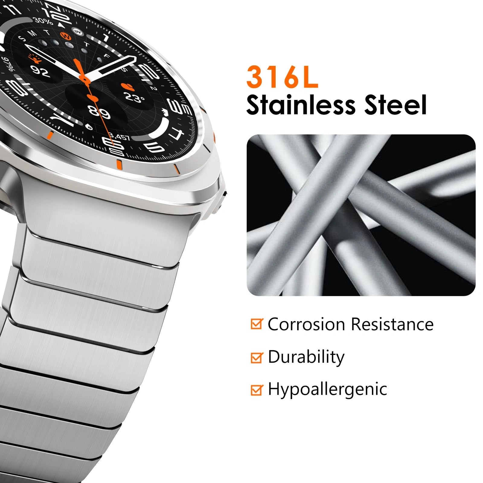 Stainless Steel  Buckle Strap for Samsung Watch8Ultra 46mm Dewell X
