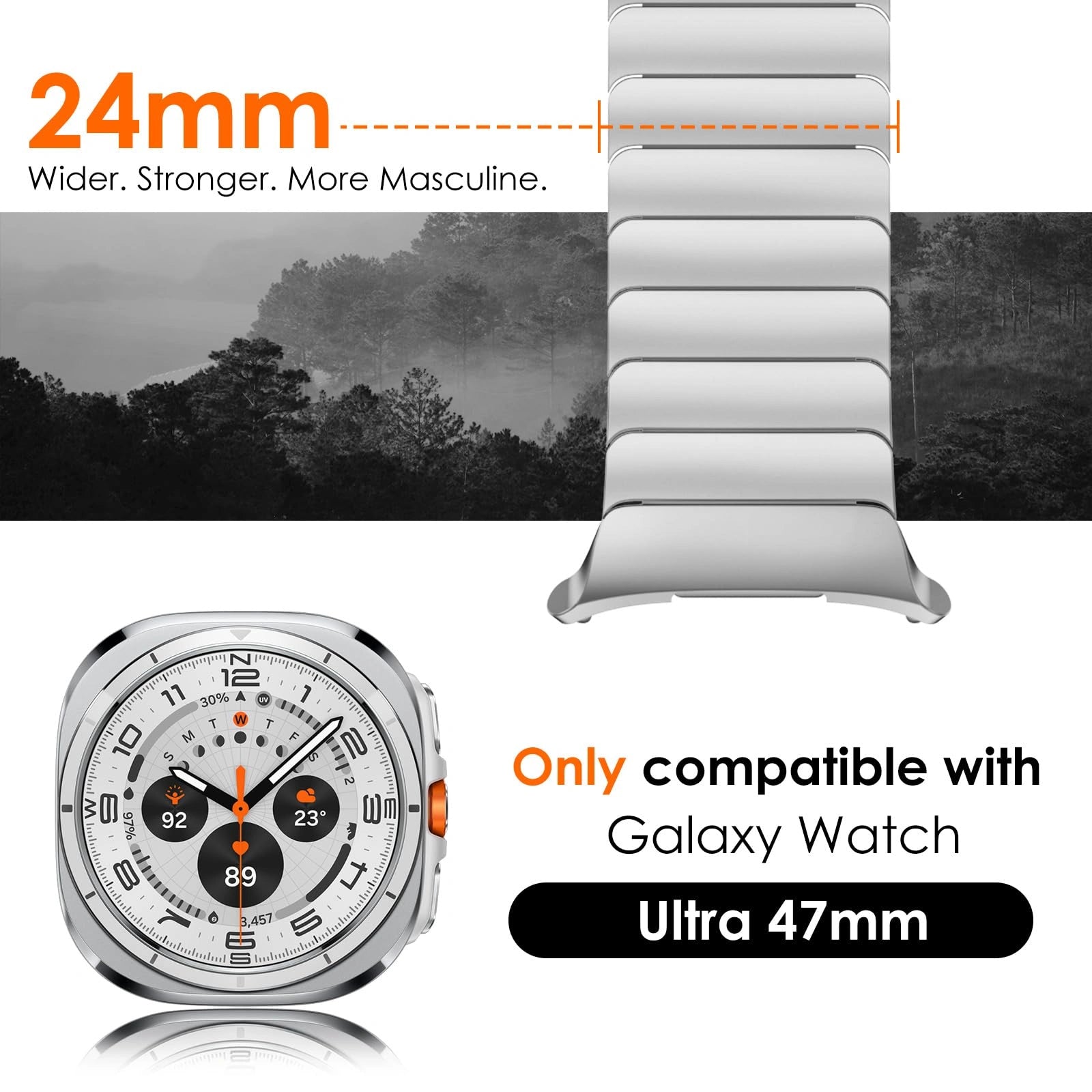Stainless Steel  Buckle Strap for Samsung Watch8Ultra 46mm Dewell X