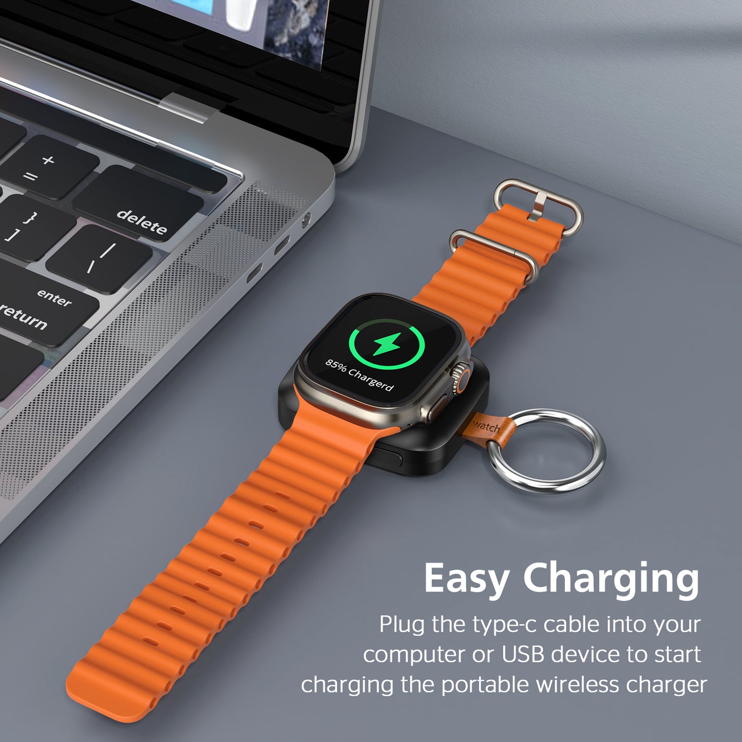 Portable Smartwatch Charger | 1200mAh Keychain Power Bank | Wireless Travel Charging Companion Dewell X