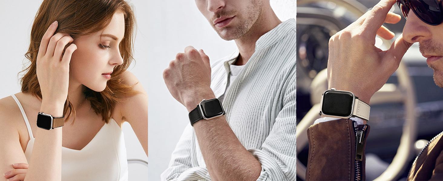 New Magnetic Leather Band for Apple Watch Dewell X