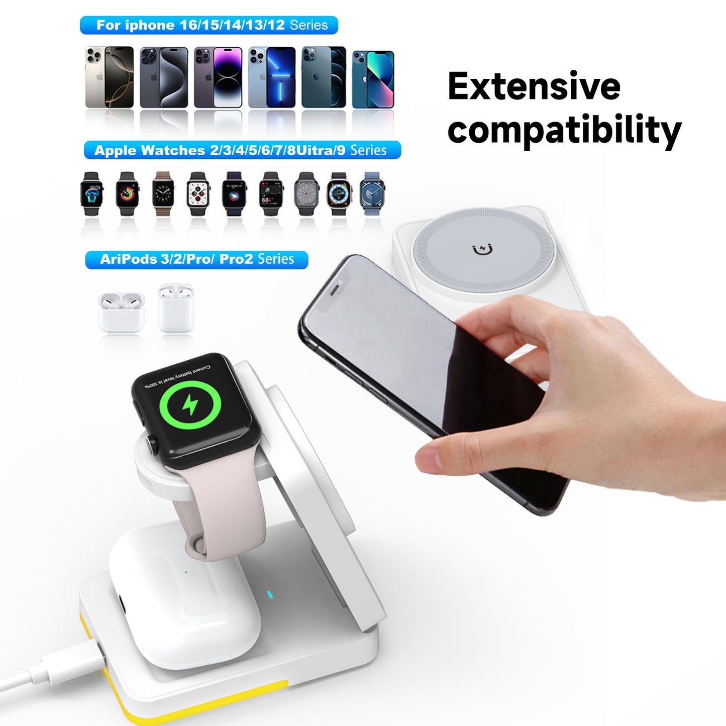 All-in-One 3-in-1 Wireless Charger  Foldable, Fast & Travel-Ready Dewell X