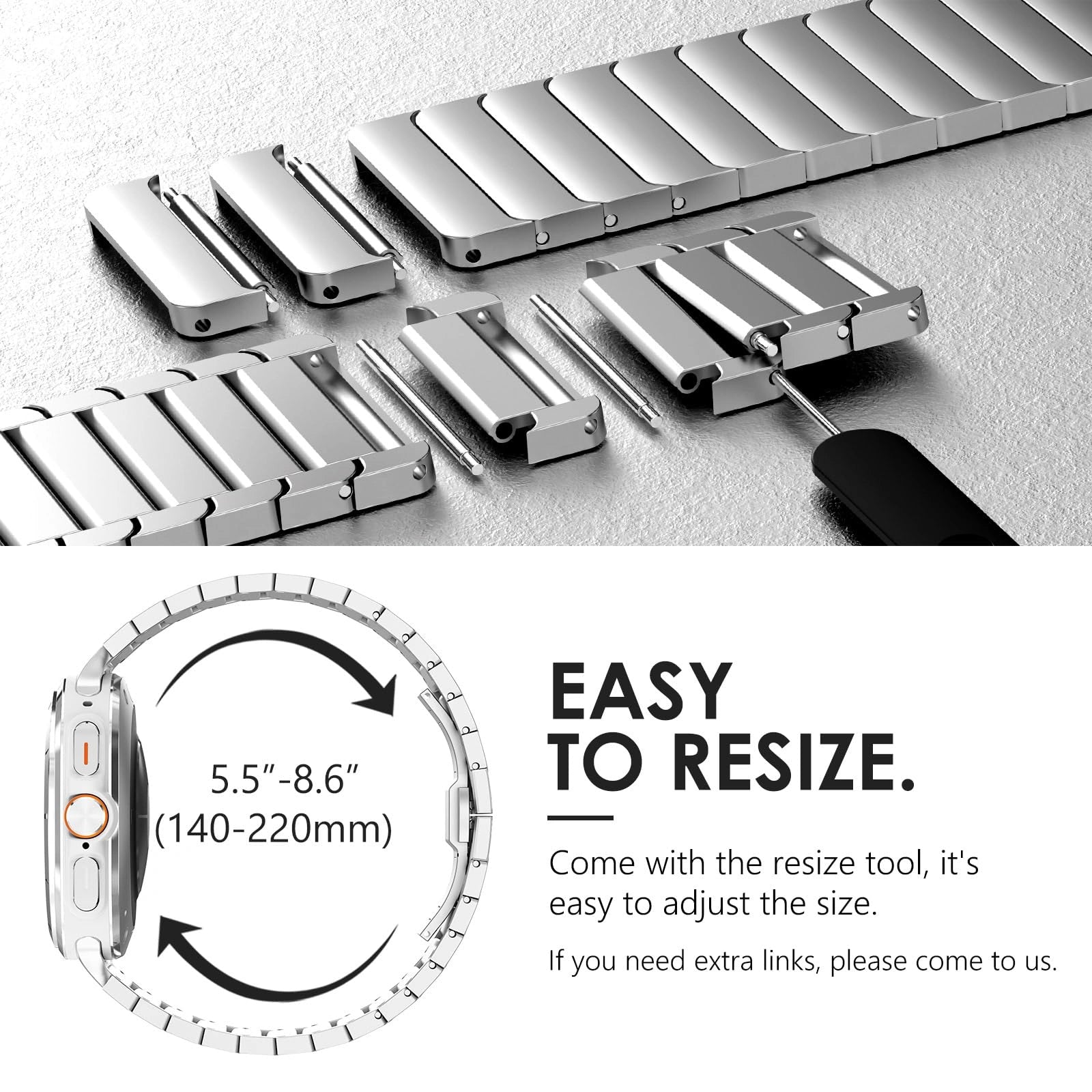 Stainless Steel  Buckle Strap for Samsung Watch8Ultra 46mm Dewell X