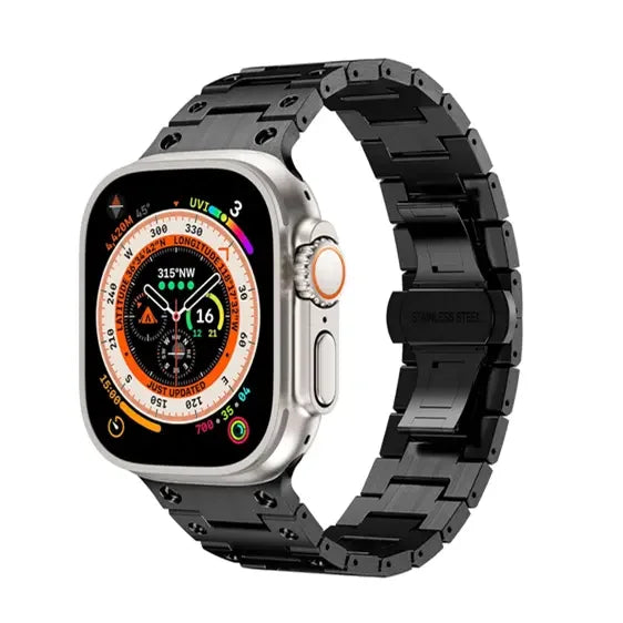 Stainless Steel Metal Band For Apple Watch Black Dewell X