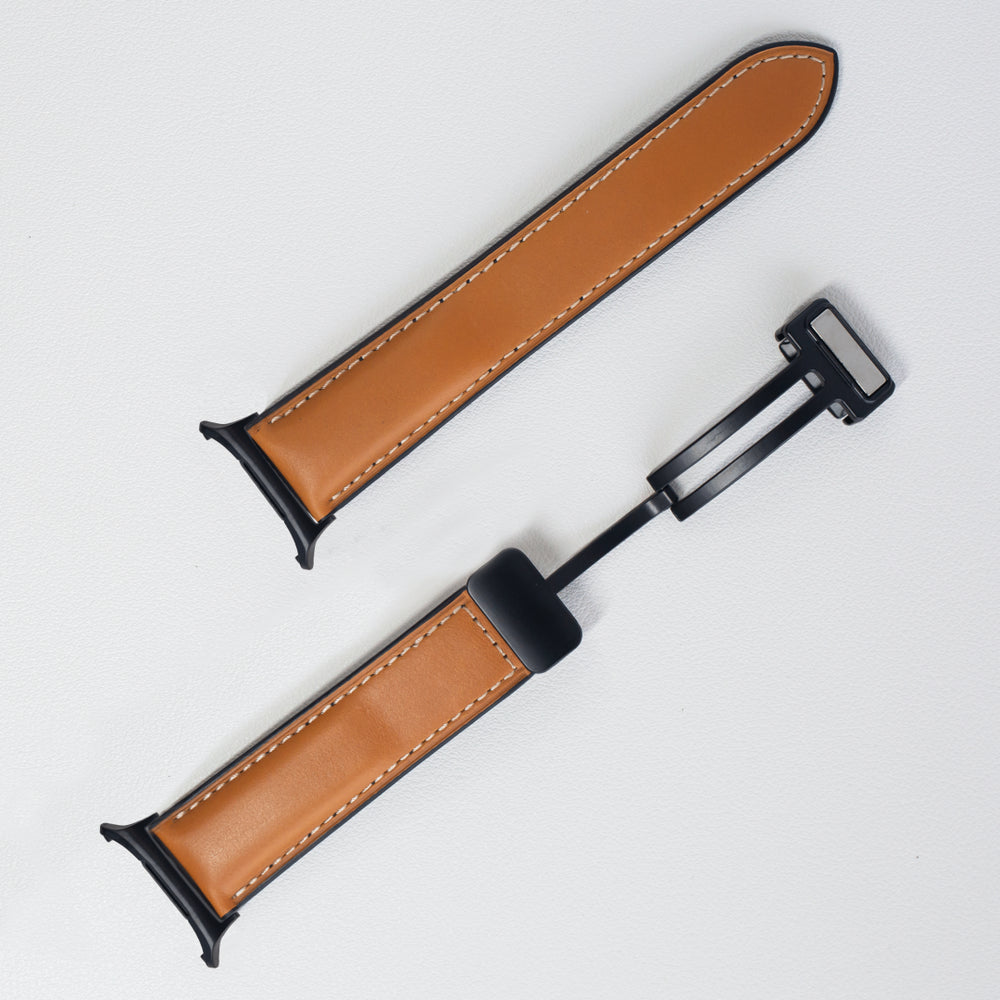 Magnetic Leather Band For Galaxy Watch 7 Ultra /8 Ultra Black Adapter-Brown Band Galaxy Watch 7Ultra 8 Ultra Dewell X
