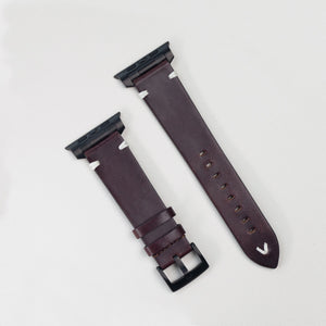 Quick-Release Genuine Leather Band T02 for Apple Watch Wine Red Dewell X