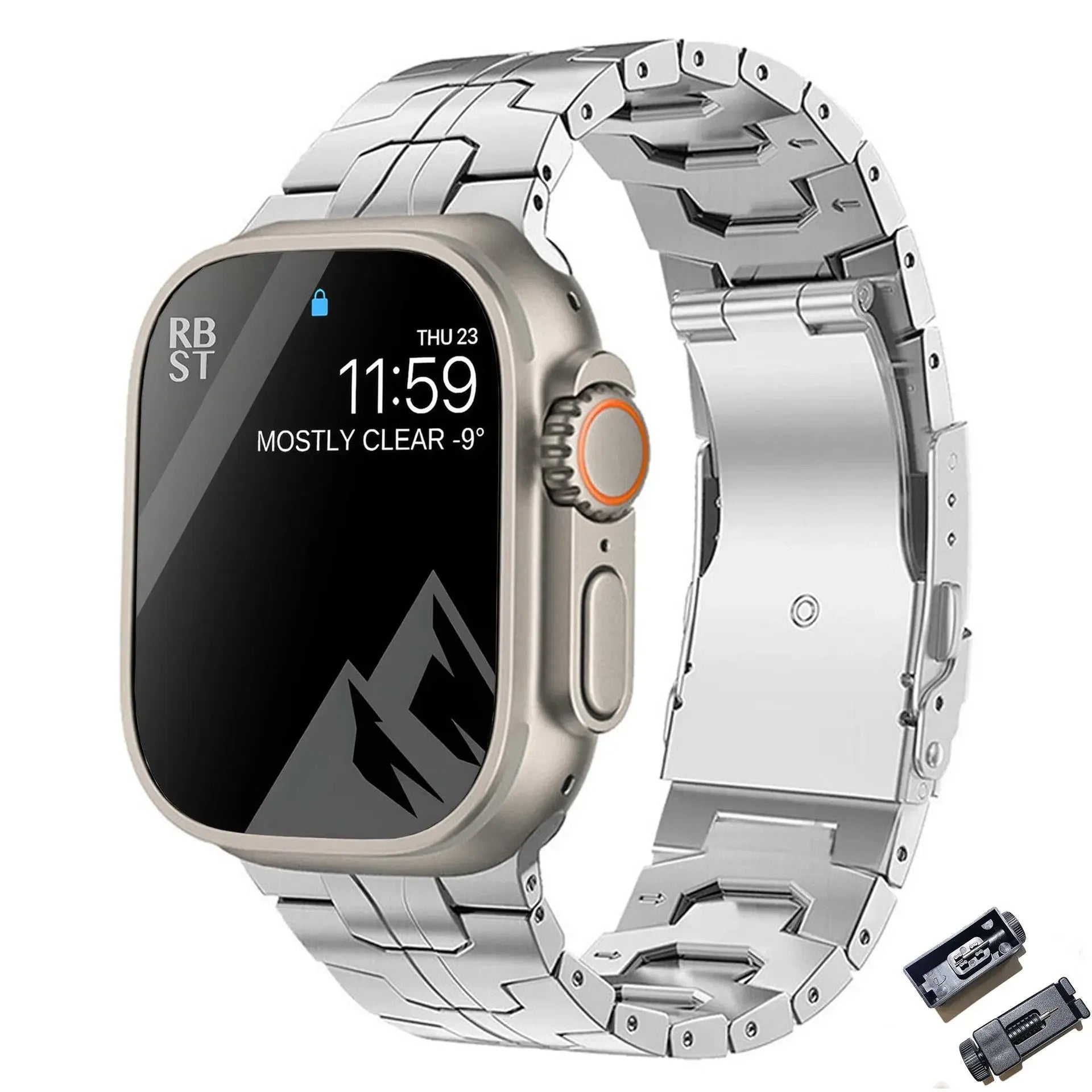 Titanium Metal Watchband For Apple Watch Ironman Basic Version Silver Dewell X