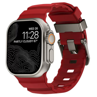Rocky Point Rubber Outdoor Durable FKM Sport Band Red silver 44 45 46 49mm Dewell X