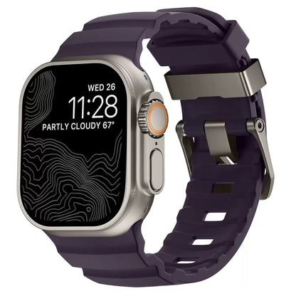 Rocky Point Rubber Outdoor Durable FKM Sport Band Plum Berry Purple silver 44 45 46 49mm Dewell X