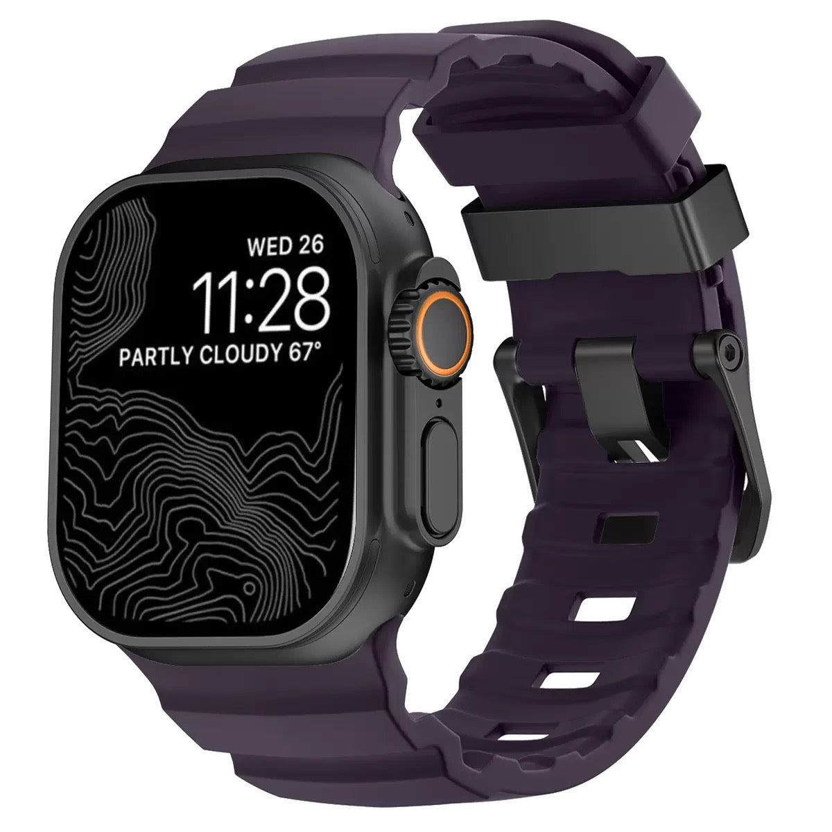 Rocky Point Rubber Outdoor Durable FKM Sport Band Plum Berry Purple black 44 45 46 49mm Dewell X