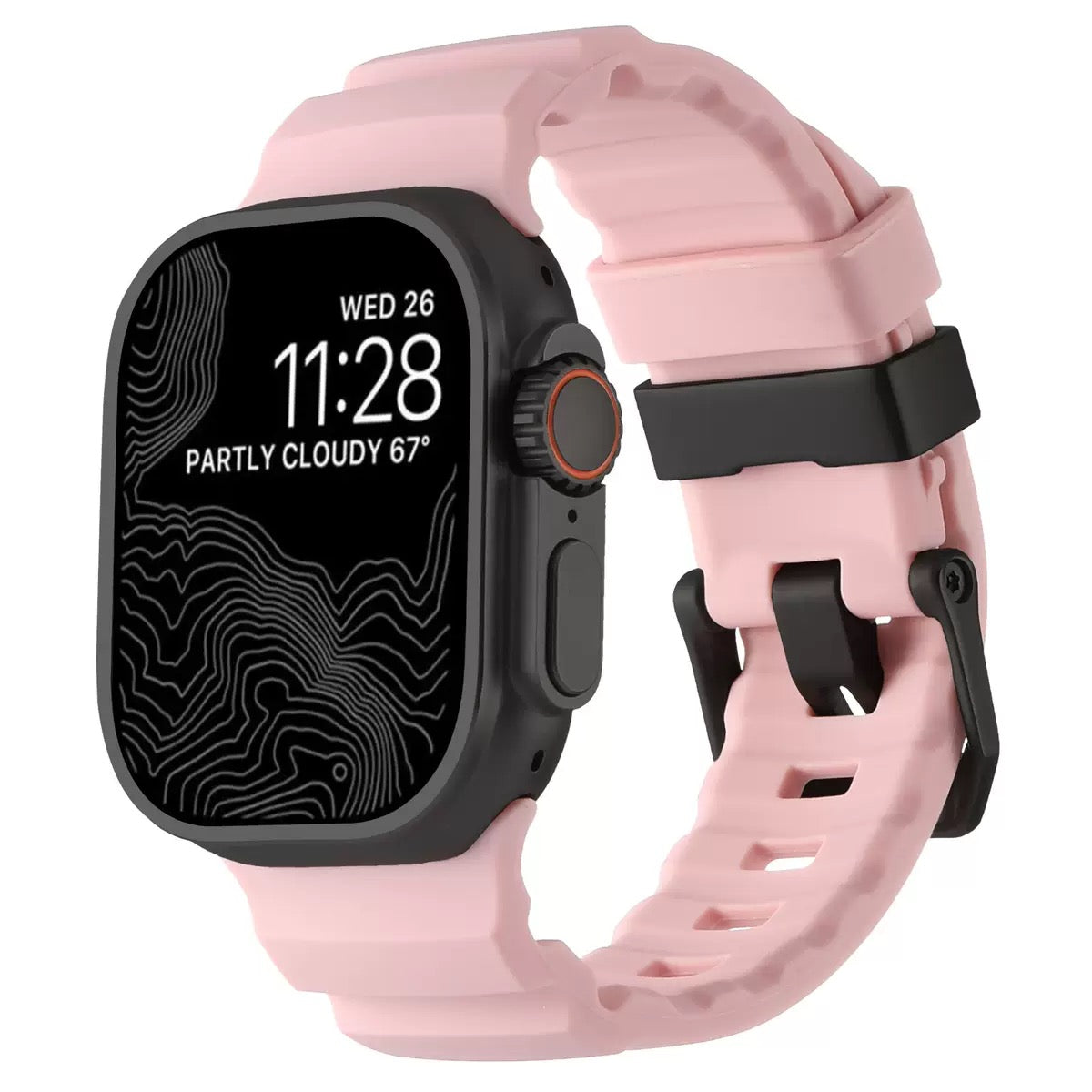 Rocky Point Rubber Outdoor Durable FKM Sport Band Sakura Pink black 44 45 46 49mm Dewell X