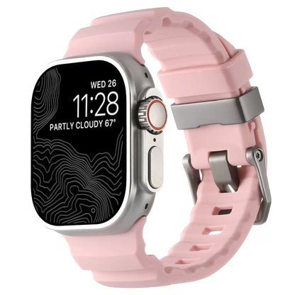 Rocky Point Rubber Outdoor Durable FKM Sport Band Sakura Pink silver 44 45 46 49mm Dewell X