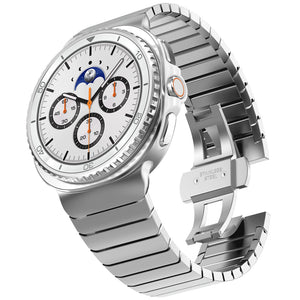 Solid Stainless Steel Watch Band - Fits Galaxy Watch7 Ultra/8 Ultra， Adjustable Butterfly Clasp Strap Silver Watch8Ultra 7Ultra Dewell X