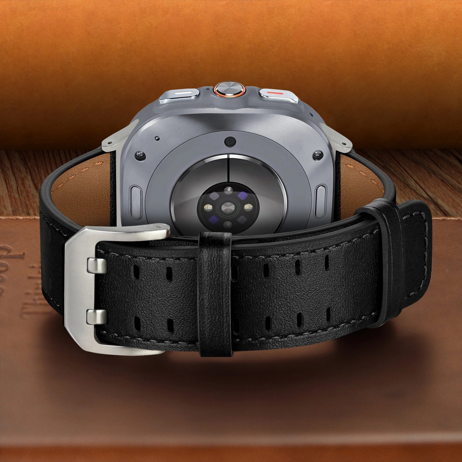 Double-Hole Genuine Leather Watch Strap for Samsung Galaxy Watch8/8c (40/44/46mm)/Watch8 Ultra (47mm) - 22mm Interface Sports Style Push Buckle, Multiple Colors Available Dewell X