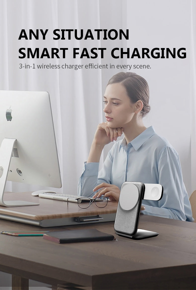 3-in-1 Foldable Wireless Charger – Fast Charge for All Your Devices