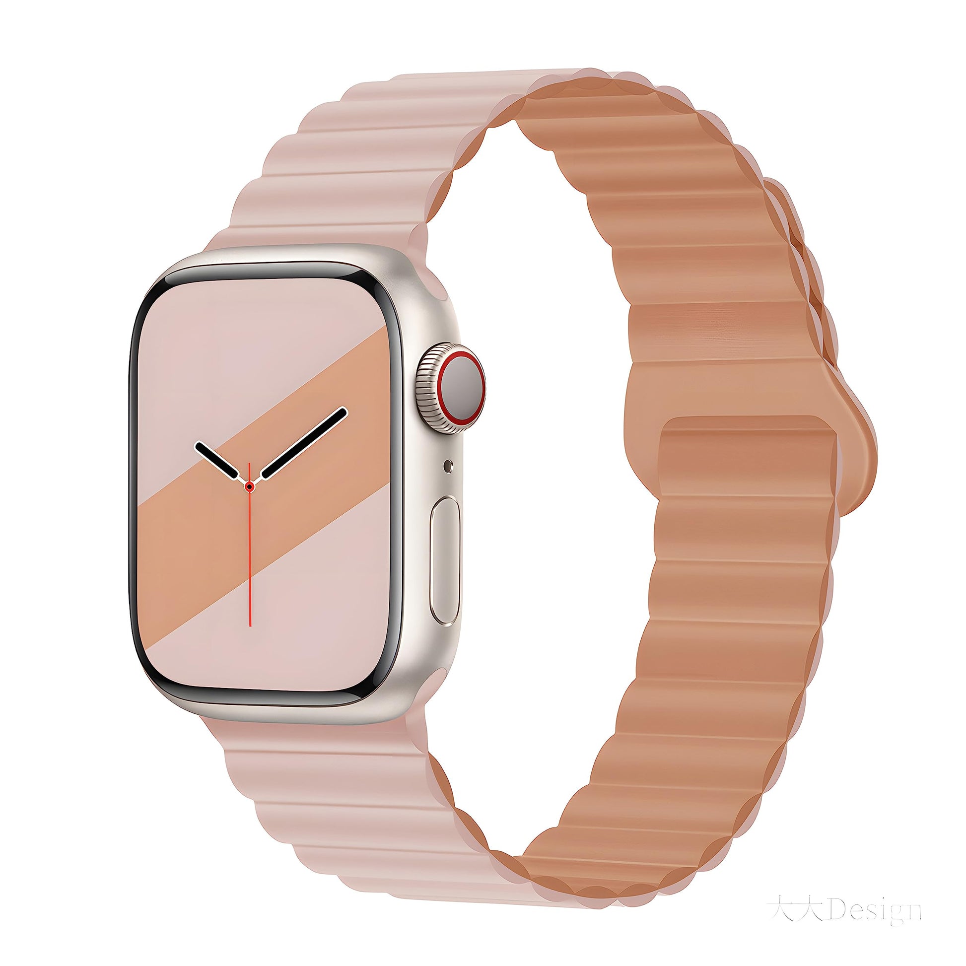 Silicone Magnetic Snap-ring Buckle Watch Strap Pink Rose Gray Dewell X