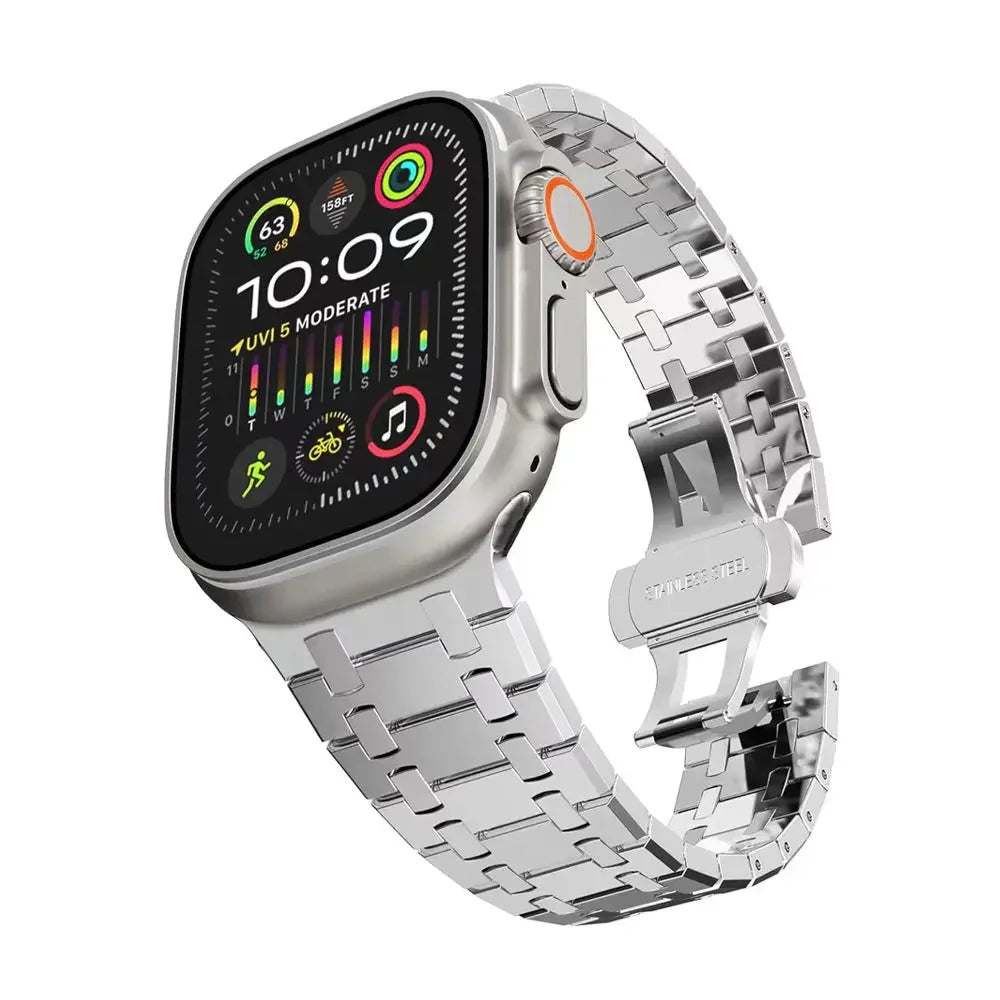 Stainless Steel Metal Watchband for Apple Watch Silver Dewell X
