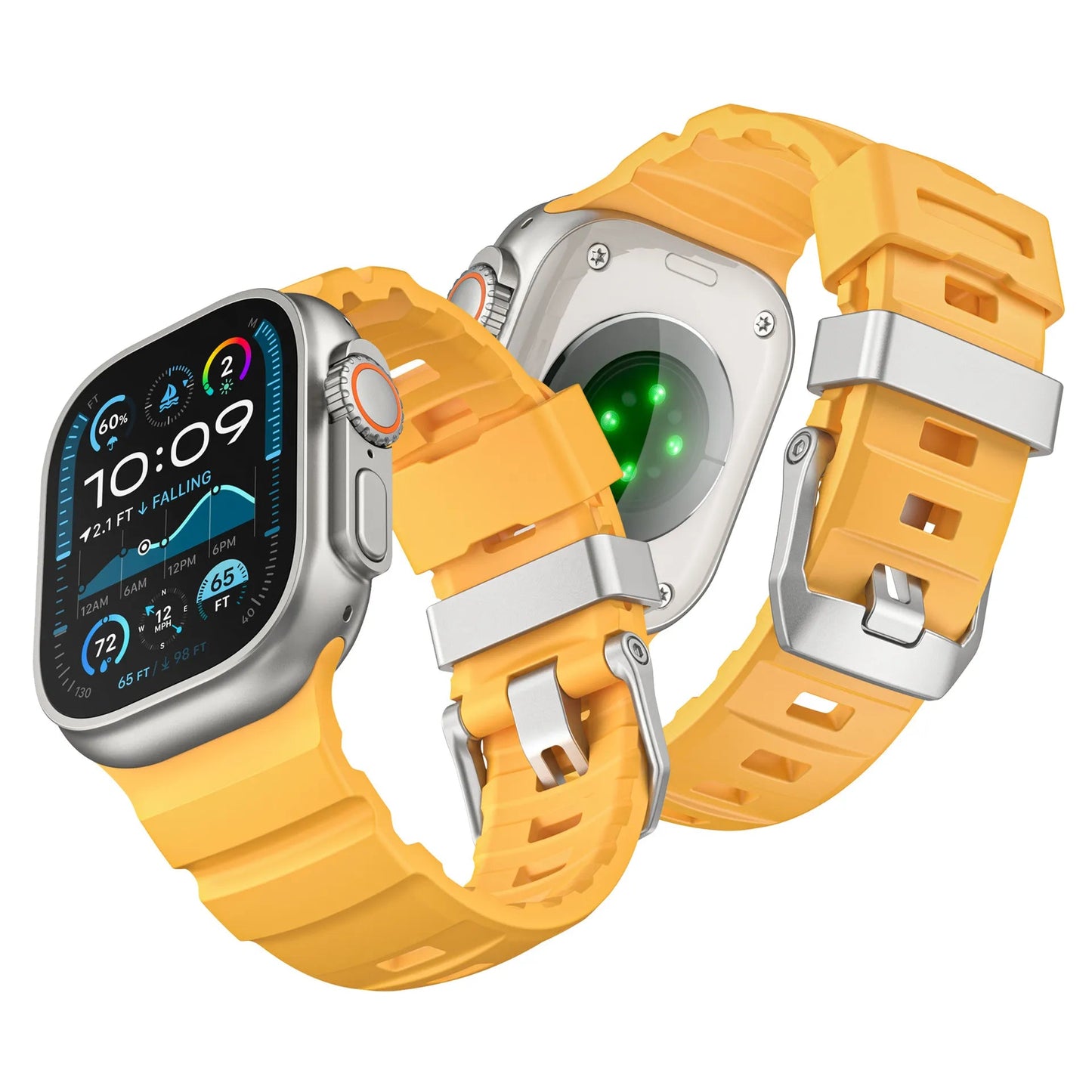 Wild path FKM fluororubber sports strap titanium metal clasp suitable for Apple Watch Ultra 2/1 S10/9/8/7/SE replacement wristband (49mm 45mm 44mm 42mm) Dewell X