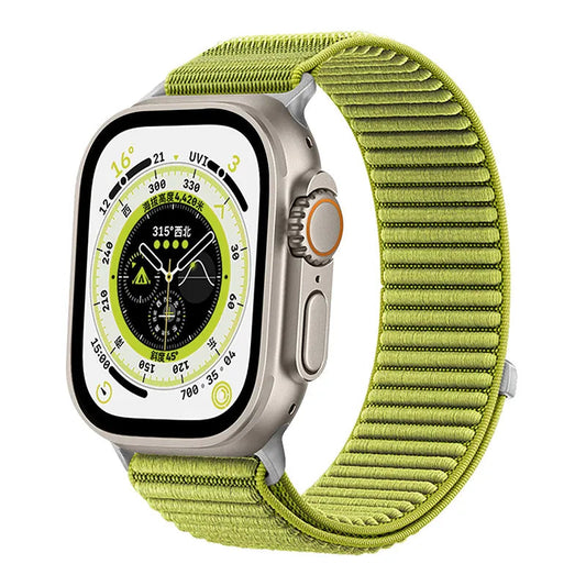 Wilderness Mountain Nylon Strap for Apple Watch – Breathable Woven Band with Buckle (38–49mm) Dewell X