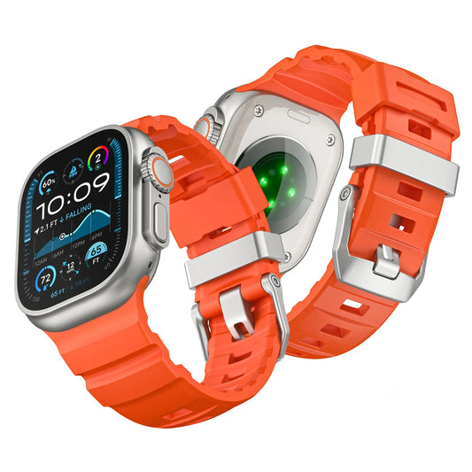Wild path FKM fluororubber sports strap titanium metal clasp suitable for Apple Watch Ultra 2/1 S10/9/8/7/SE replacement wristband (49mm 45mm 44mm 42mm) Dewell X