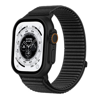Wilderness Mountain Nylon Strap for Apple Watch – Breathable Woven Band with Buckle (38–49mm) Dewell X
