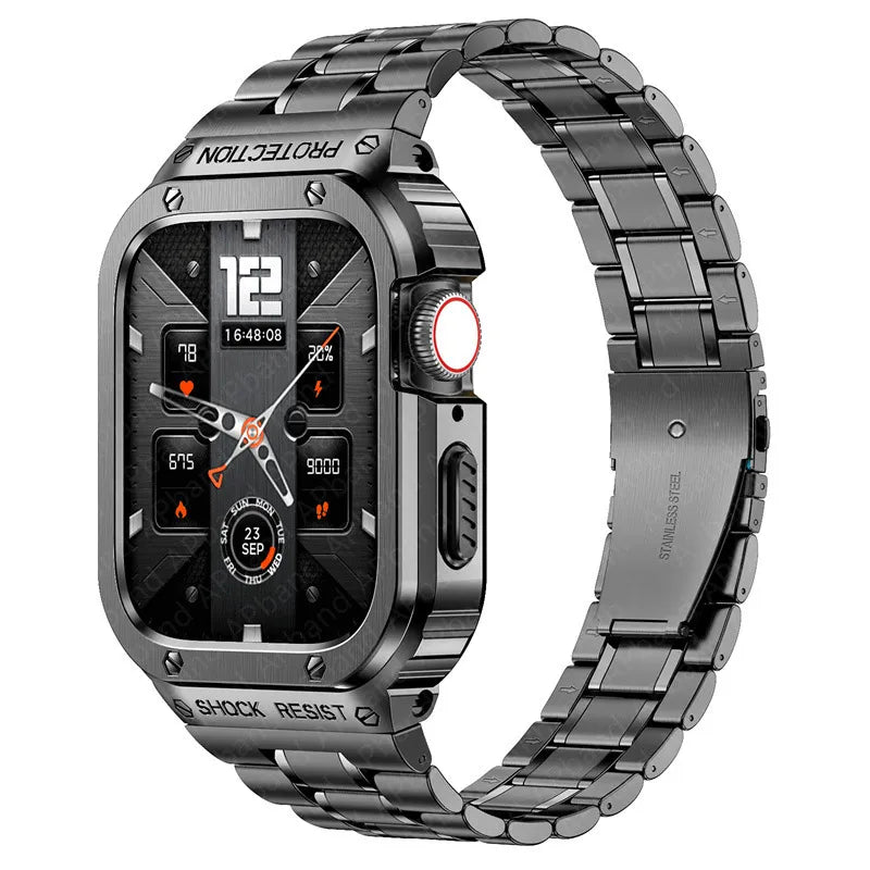 Universally applicable Ultra strap, Apple Watch strap protective case, modified Iron Man stainless steel - Dewell X
