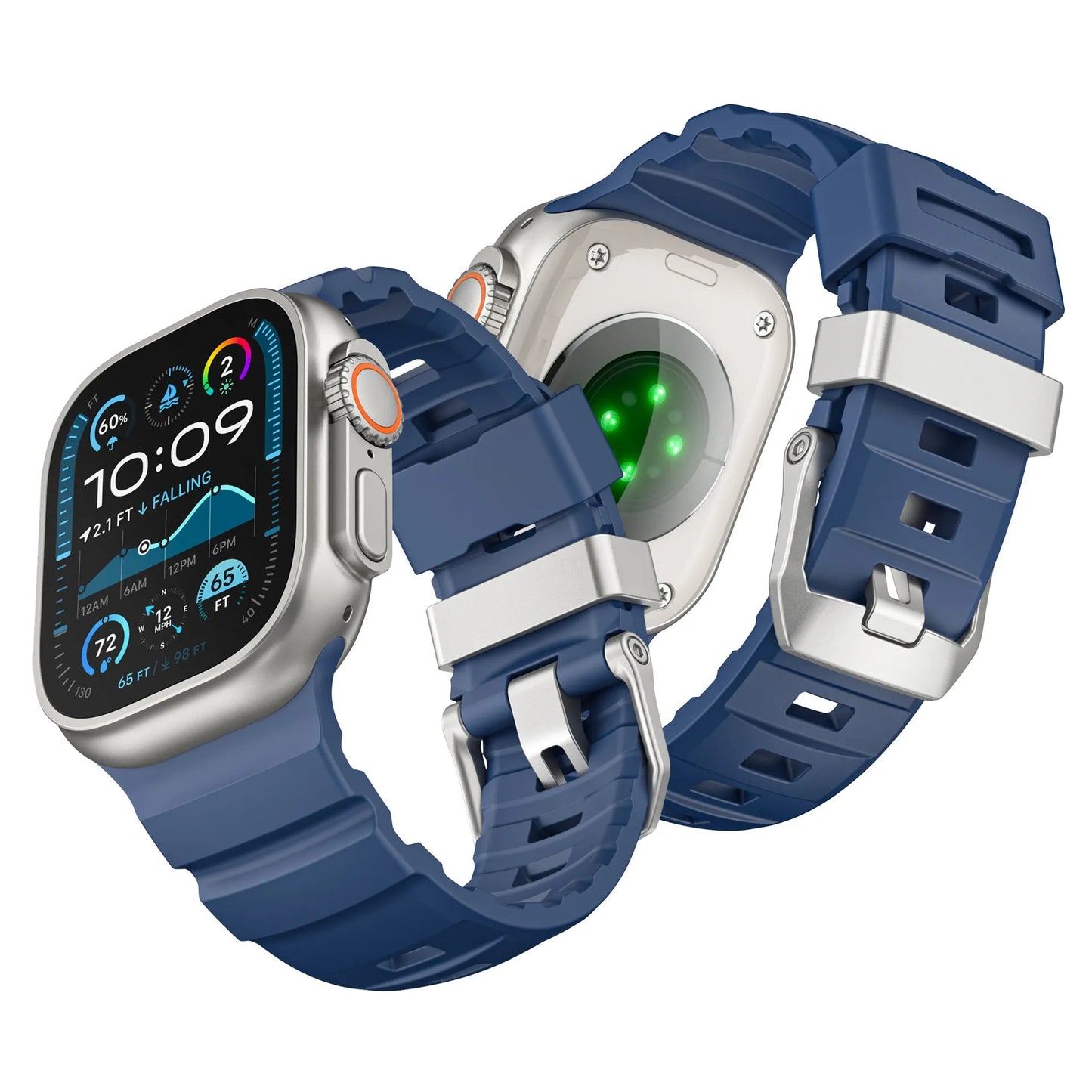 Wild path FKM fluororubber sports strap titanium metal clasp suitable for Apple Watch Ultra 2/1 S10/9/8/7/SE replacement wristband (49mm 45mm 44mm 42mm) Dewell X