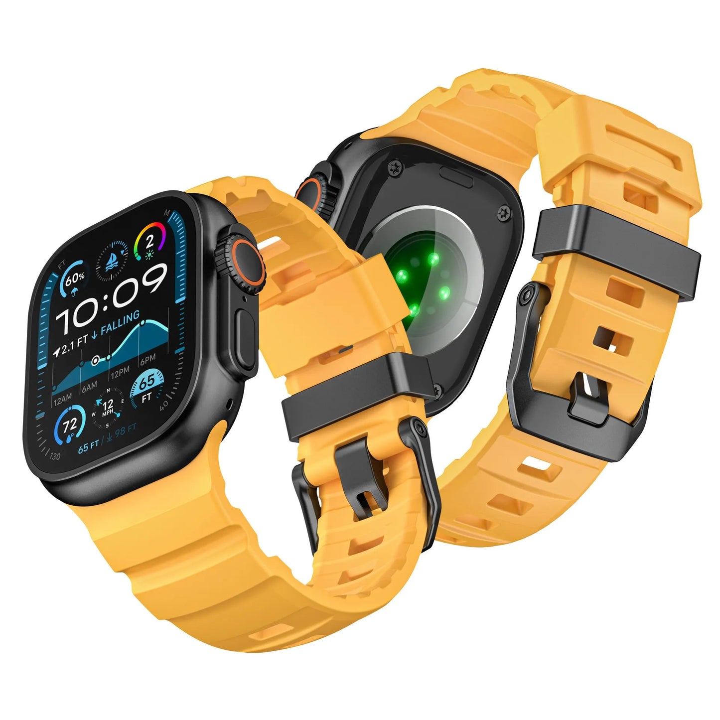 Wild path FKM fluororubber sports strap titanium metal clasp suitable for Apple Watch Ultra 2/1 S10/9/8/7/SE replacement wristband (49mm 45mm 44mm 42mm) Dewell X
