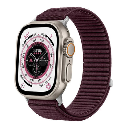 Wilderness Mountain Nylon Strap for Apple Watch – Breathable Woven Band with Buckle (38–49mm) Dewell X