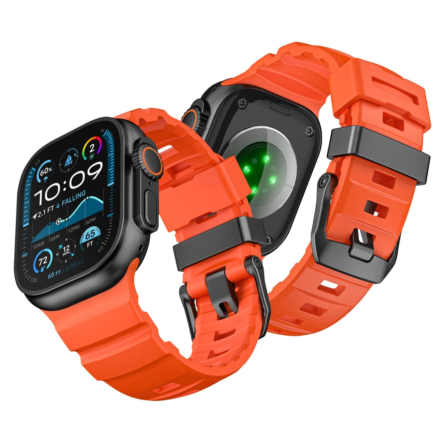 Wild path FKM fluororubber sports strap titanium metal clasp suitable for Apple Watch Ultra 2/1 S10/9/8/7/SE replacement wristband (49mm 45mm 44mm 42mm) Dewell X