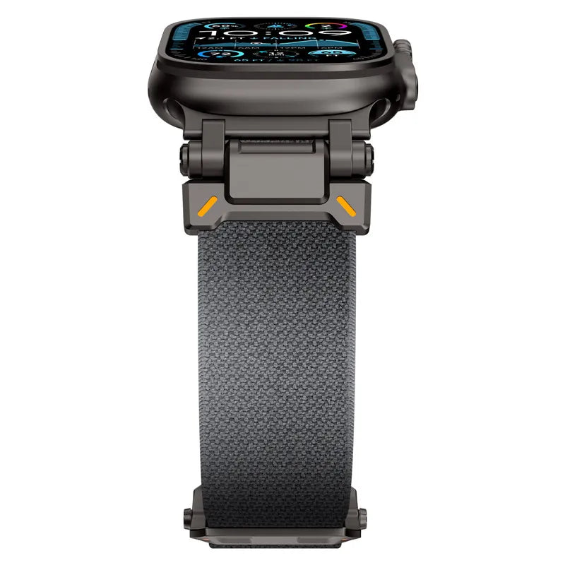 Explorer Nylon Woven Strap Suitable for Apple Watch Gray-Black Adapter 42 44 45 46 49 Dewell X