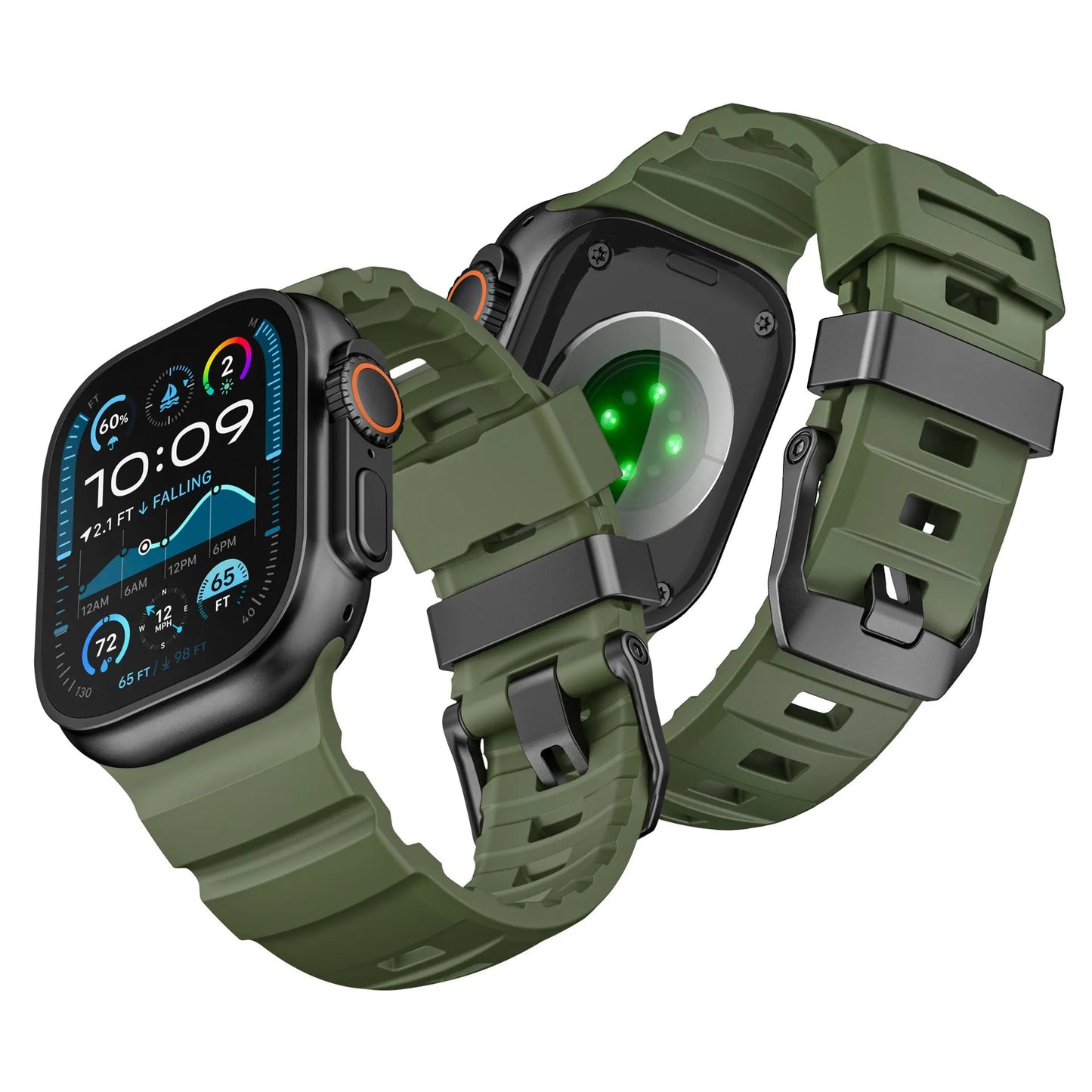 Wild path FKM fluororubber sports strap titanium metal clasp suitable for Apple Watch Ultra 2/1 S10/9/8/7/SE replacement wristband (49mm 45mm 44mm 42mm) Dewell X