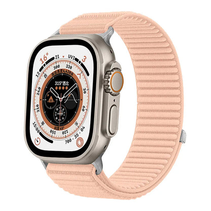 Wilderness Mountain Nylon Strap for Apple Watch – Breathable Woven Band with Buckle (38–49mm) Dewell X