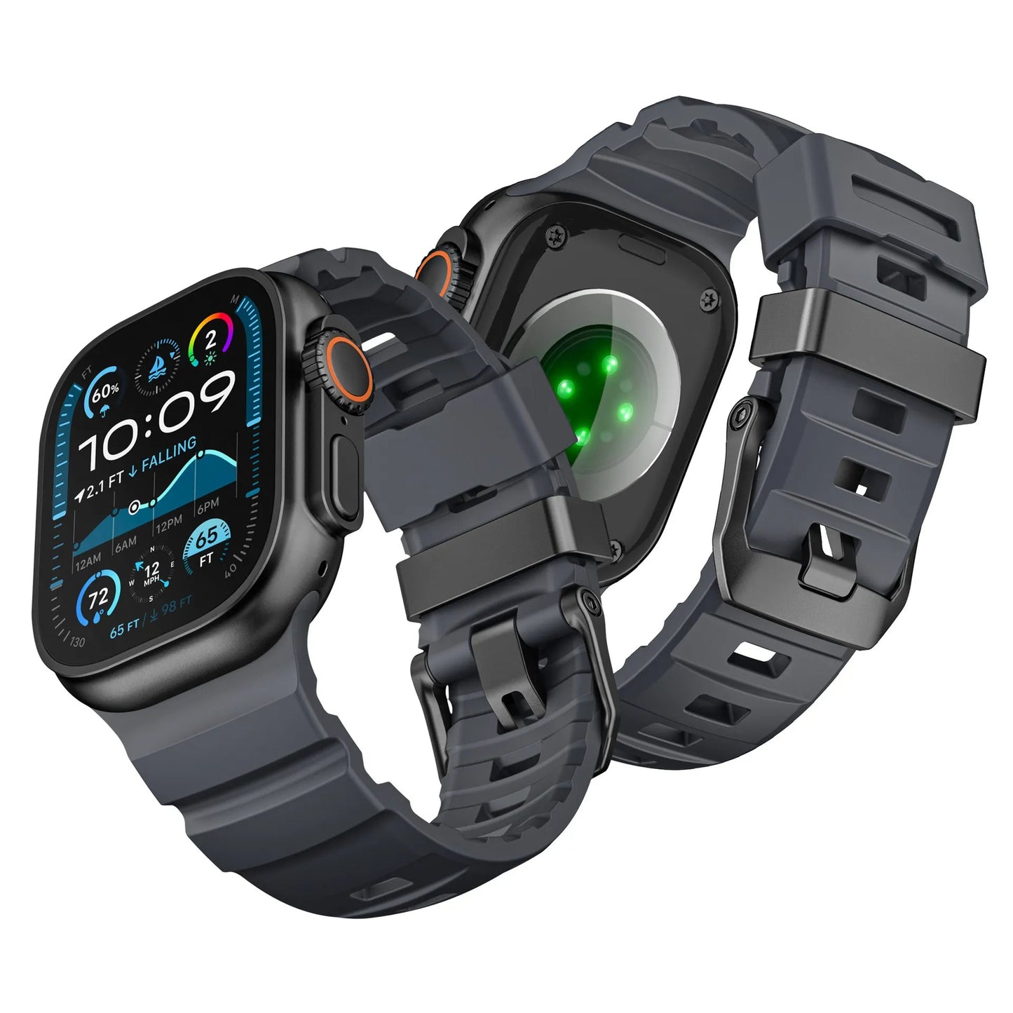 Wild path FKM fluororubber sports strap titanium metal clasp suitable for Apple Watch Ultra 2/1 S10/9/8/7/SE replacement wristband (49mm 45mm 44mm 42mm) Dewell X