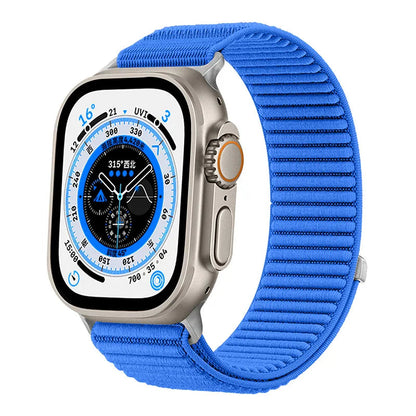 Wilderness Mountain Nylon Strap for Apple Watch – Breathable Woven Band with Buckle (38–49mm) Dewell X