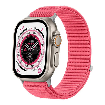 Wilderness Mountain Nylon Strap for Apple Watch – Breathable Woven Band with Buckle (38–49mm) Dewell X