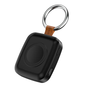 Portable Smartwatch Charger | 1200mAh Keychain Power Bank | Wireless Travel Charging Companion Black Dewell X