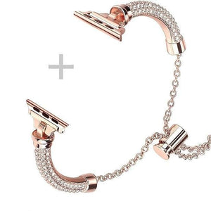 Bling Band Bracelet for Women | Compatible with Apple | Stainless Steel Dressy Metal Strap Rose Gold Dewell X
