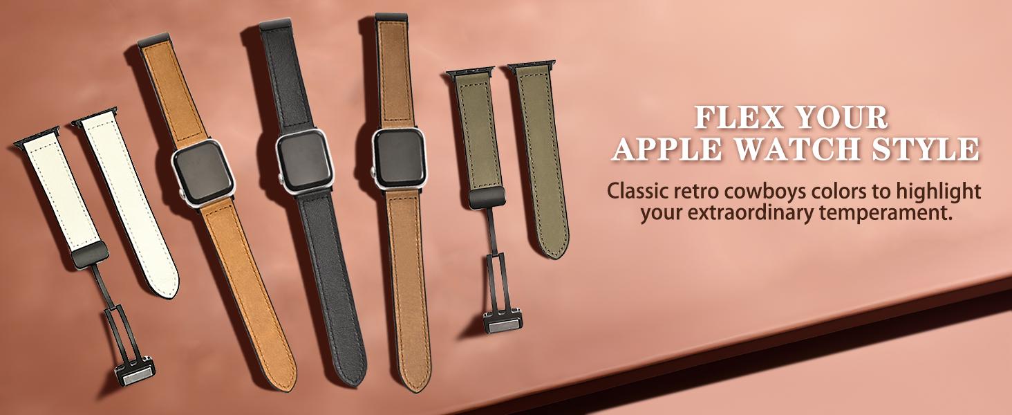 New Magnetic Leather Band for Apple Watch Dewell X