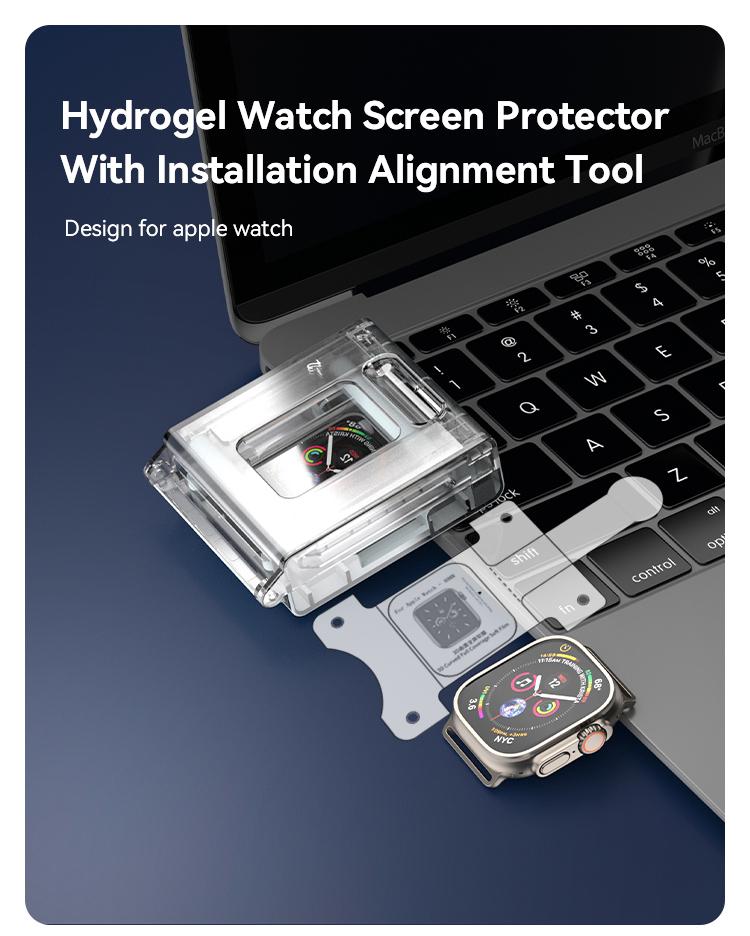 2 PCS  Hydrogel Film for Apple Watch with Quick-Install Magic Box - 9H Scratch Resistance Oil/Water Repellent HD Clear Universal Fit for Multiple Models - Easy Installation No Skills Required Dewell X