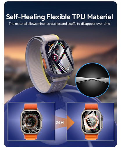 2 PCS  Hydrogel Film for Apple Watch with Quick-Install Magic Box - 9H Scratch Resistance Oil/Water Repellent HD Clear Universal Fit for Multiple Models - Easy Installation No Skills Required Dewell X