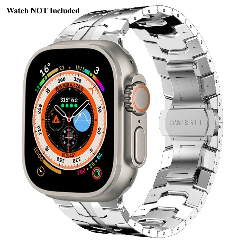 Stainless Steel Metal Watchband For Apple Watch-Ironman Version Silver Dewell X